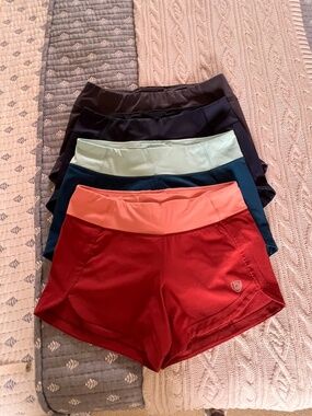 Lot of 4 Goal Five Performance Shorts - Women's L - Navy, Gray, Rust, Blue